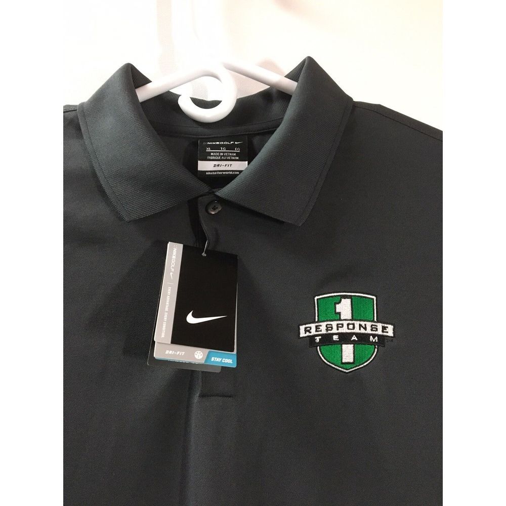 Nike Dri Fit Golf Shirt Dark Gray short sleeve logo New with‎ tag size XL